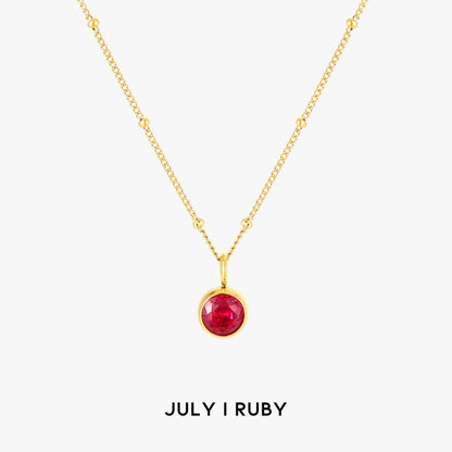 Birthstone Necklace - Aurora-July | Ruby-Gold-Nora Luxe