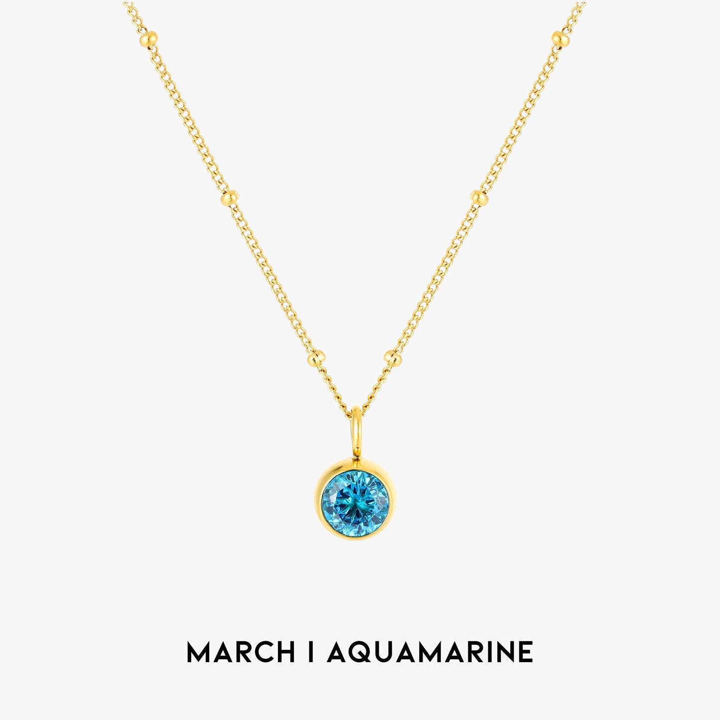 Birthstone Necklace - Aurora-March | Aquamarine-Gold-Nora Luxe