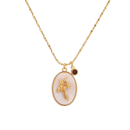 Birthstone with Birth Flowers Necklace - Aurora-July - Water Lily-Nora Luxe