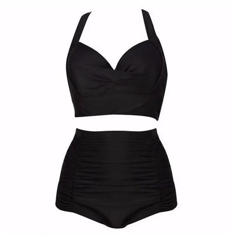 Sexy Halter Neck Bikini Set High Waisted Swimsuit - Pexav