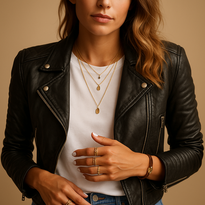 Black women’s fitted jacket with classic collar and zipper closure, perfect for casual or elegant outfits.
