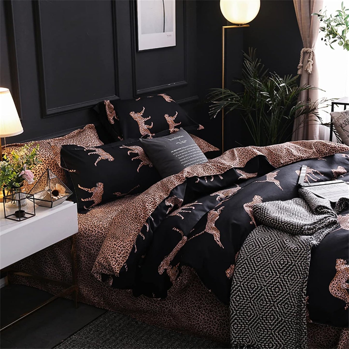Contemporary Cotton Leopard Print Duvet Cover Set