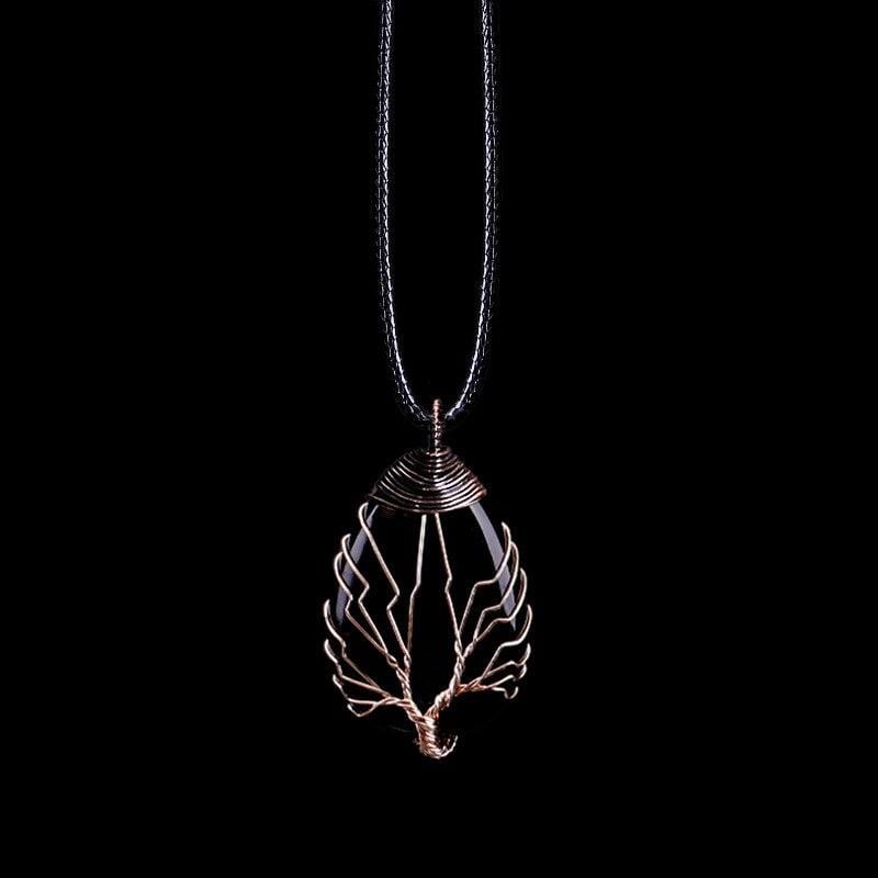 Dark Stone Pendant Necklace - Pexav