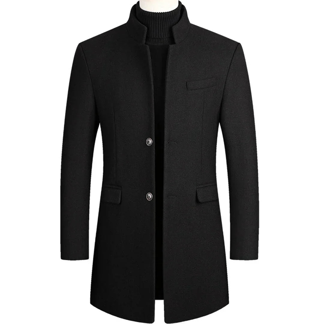 Classic Black Mens Overcoat with Elegant Style