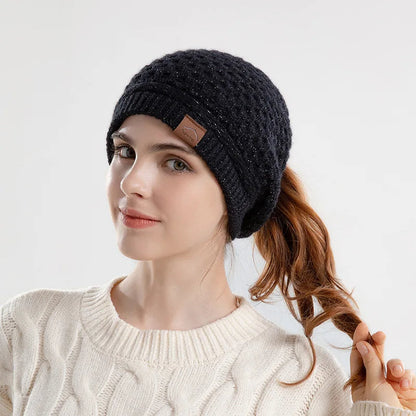 Soft Chunky Winter Ponytail Hat for Women