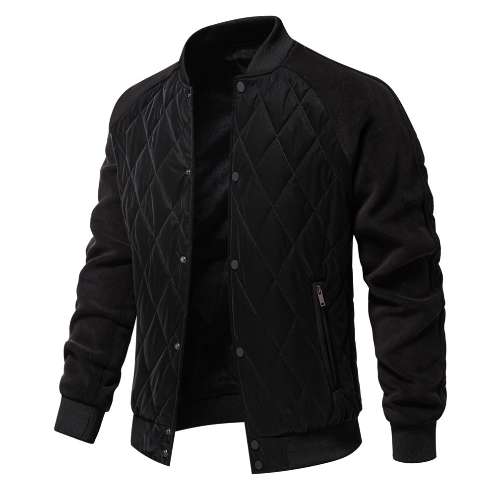 Warm Padded Bomber Jacket with Ribbed Collar