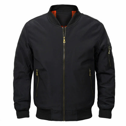 Casual Quilted Bomber Jacket with Ribbed Collar