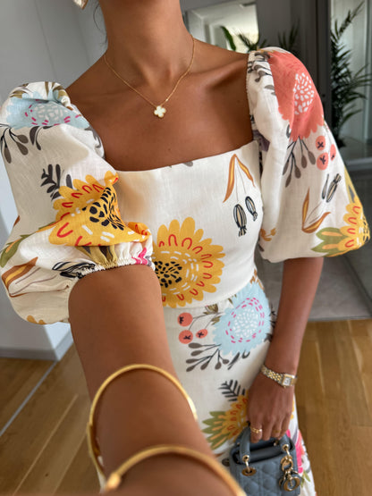 Image of Blair | Women's Puff Sleeve A-Line Midi Dress