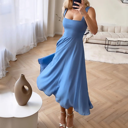 Elegant Women's Midi Dress with Flared Hem