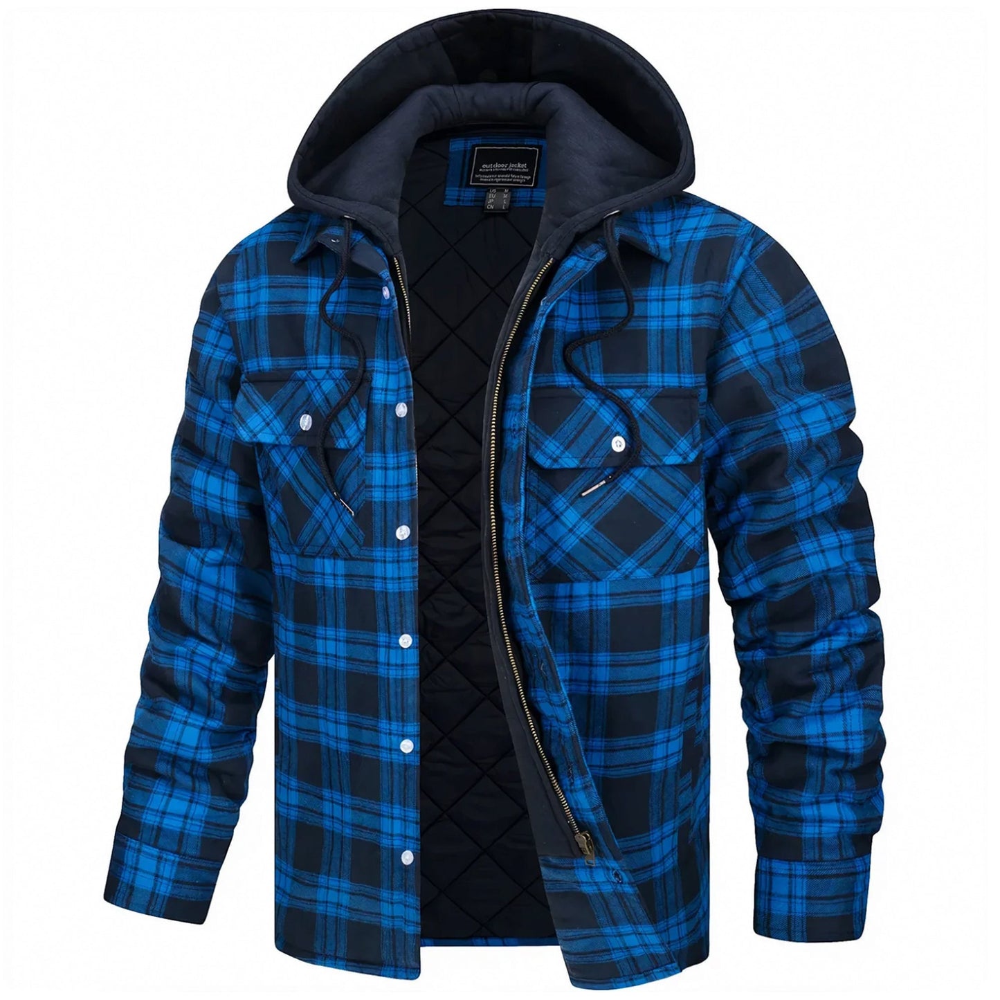 Plaid Hooded Parka Coat