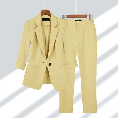 Blazer and Trouser Outfit - SophiaSet-Yellow-M-Nora Luxe