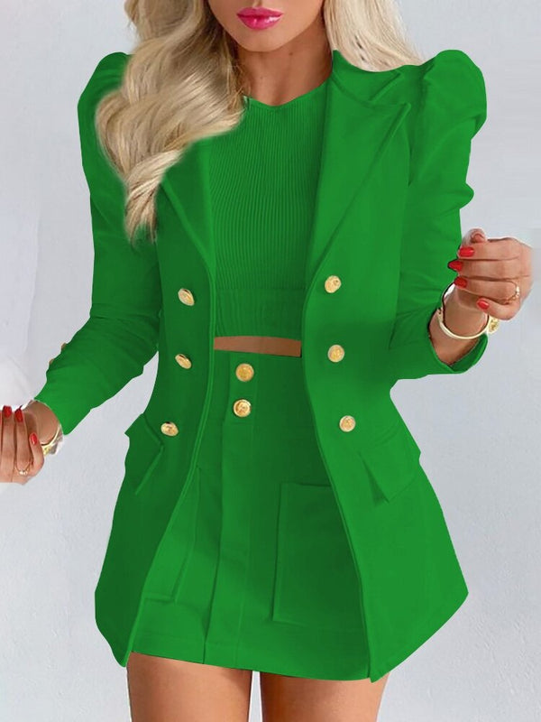 Blazer Skirt Set for Women – Stylish & Versatile – Thalia-Green-S-Nora Luxe