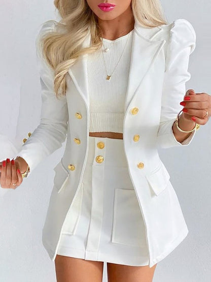 Blazer Skirt Set for Women – Stylish & Versatile – Thalia-White-S-Nora Luxe