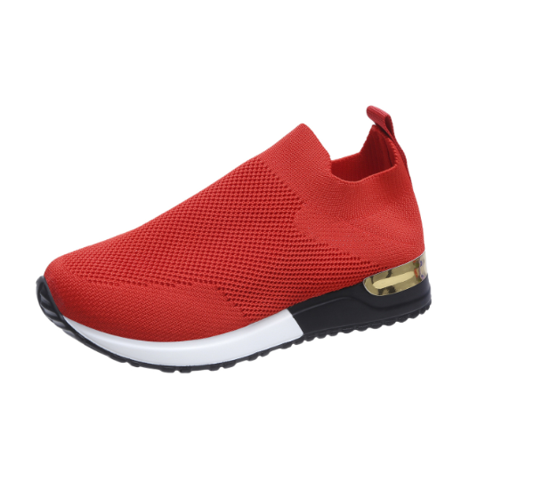 BlissWalk Comfort | Ergonomic Women's Lace-Free Sneakers with Cushioned Heel-Red-2.5-Nora Luxe