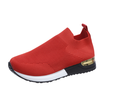 BlissWalk Comfort | Ergonomic Women's Lace-Free Sneakers with Cushioned Heel-Red-2.5-Nora Luxe