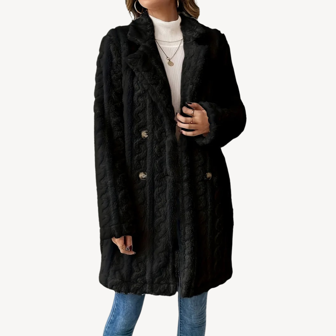 Ladies Luxury Faux Fur Trench Coat