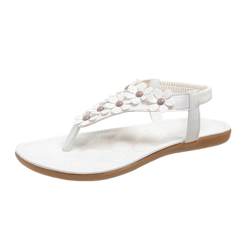 BloomGrace Sandals | Stylish Sandals with Floral Detail for Women-White-4.5-Nora Luxe