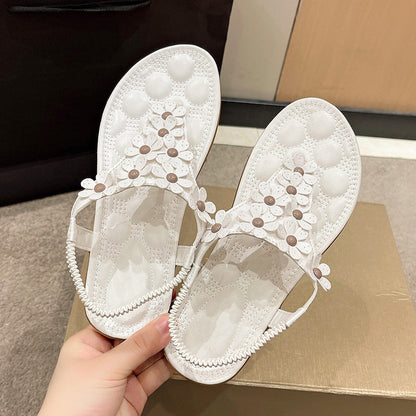 BloomGrace Sandals | Stylish Sandals with Floral Detail for Women-White-4.5-Nora Luxe