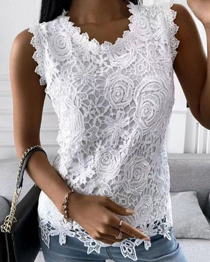 Elegant Lace Trim Blouse in Soft Pink - Elara - Pexav