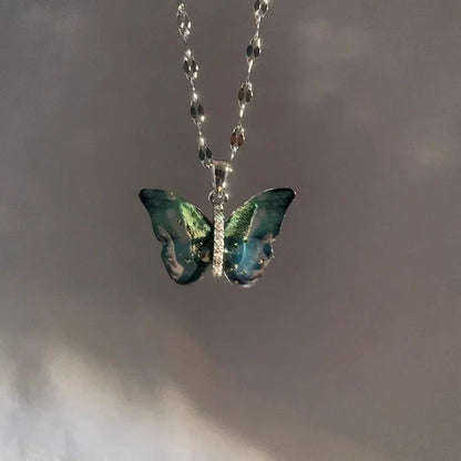 Blue Butterfly Necklace - Elina-Nora Luxe