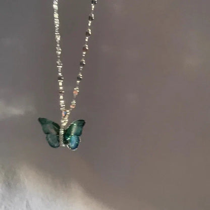 Blue Butterfly Necklace - Elina-Nora Luxe