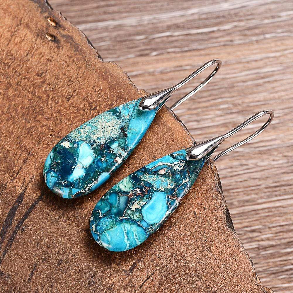Blue Jasper Drop Earrings - Meliora-Gold-Nora Luxe