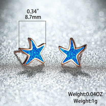 Blue Opal Starfish Earrings - Marina-Blue Opal-Silver-Nora Luxe