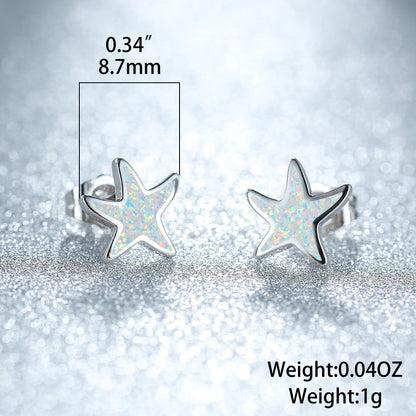Blue Opal Starfish Earrings - Marina-Blue Opal-Silver-Nora Luxe