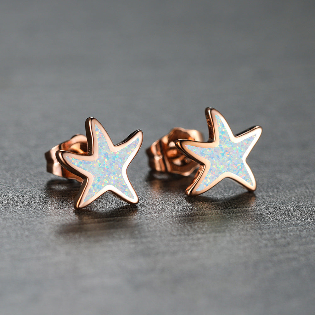 Blue Opal Starfish Earrings - Marina-Blue Opal-Silver-Nora Luxe