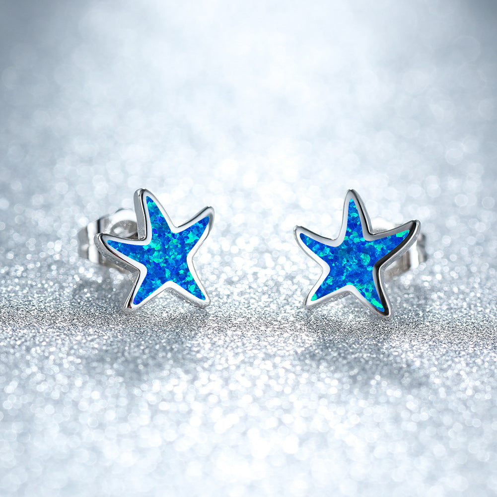 Ocean Blue Starfish Drop Earrings - Pexav