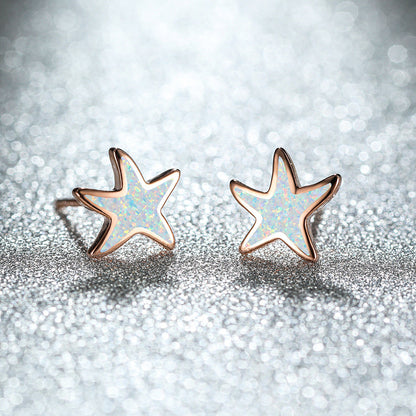 Blue Opal Starfish Earrings - Marina-Opal-Rose gold-Nora Luxe