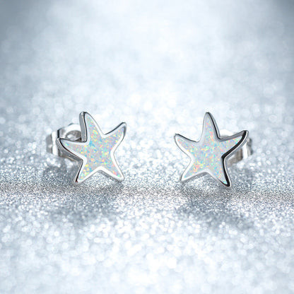 Blue Opal Starfish Earrings - Marina-Opal-Silver-Nora Luxe