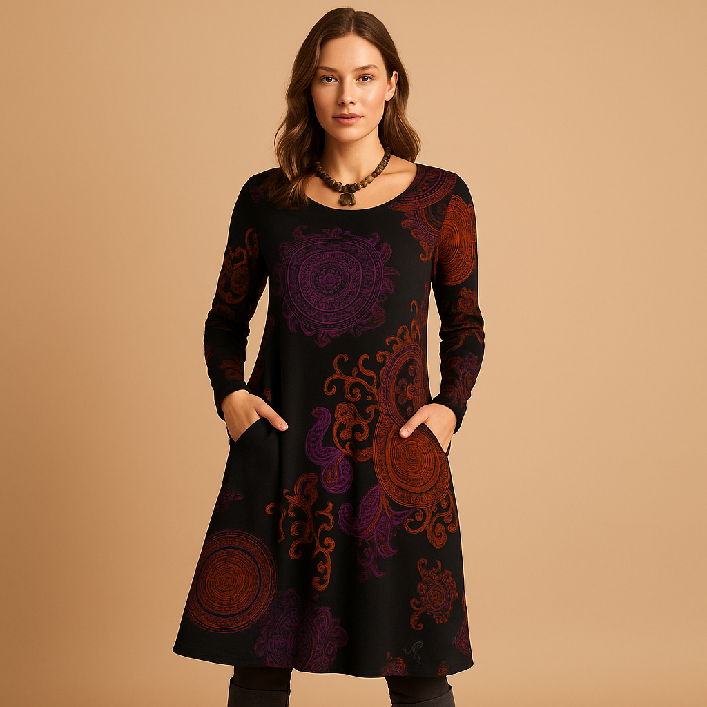 Flowy Long Sleeve Women's Dress Dahlia - Nocini