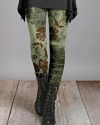 Vintage Inspired Printed Leggings - Ziva - Pexav