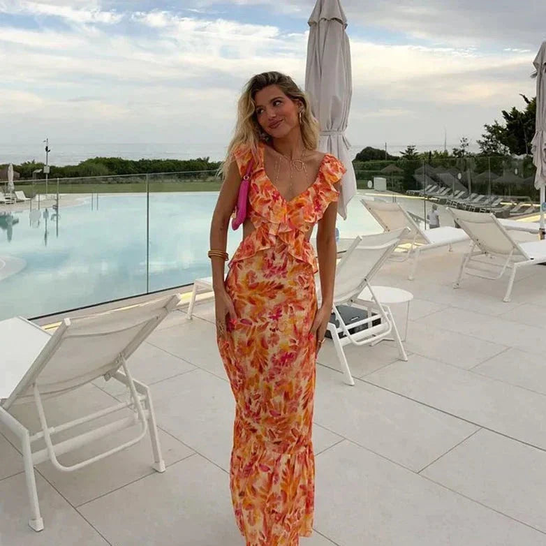 Floral Ruffle Summer Dress for Women - Pexav