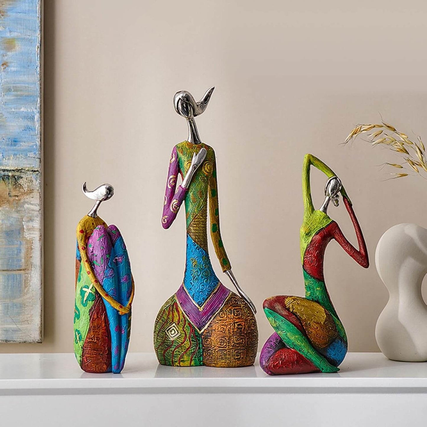 Unique Modern Art Resin Statue With Metal Accents - Nocini