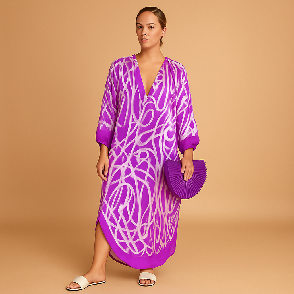 Boho maxi dress for women with long sleeves and a flowing silhouette, perfect for summer festivals, beach days, and casual outings.