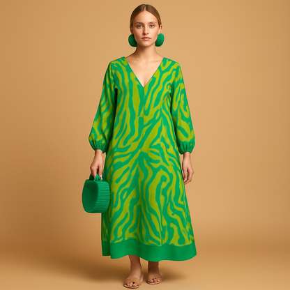 Flowy Long Sleeve Maxi Dress for Women - Nocini