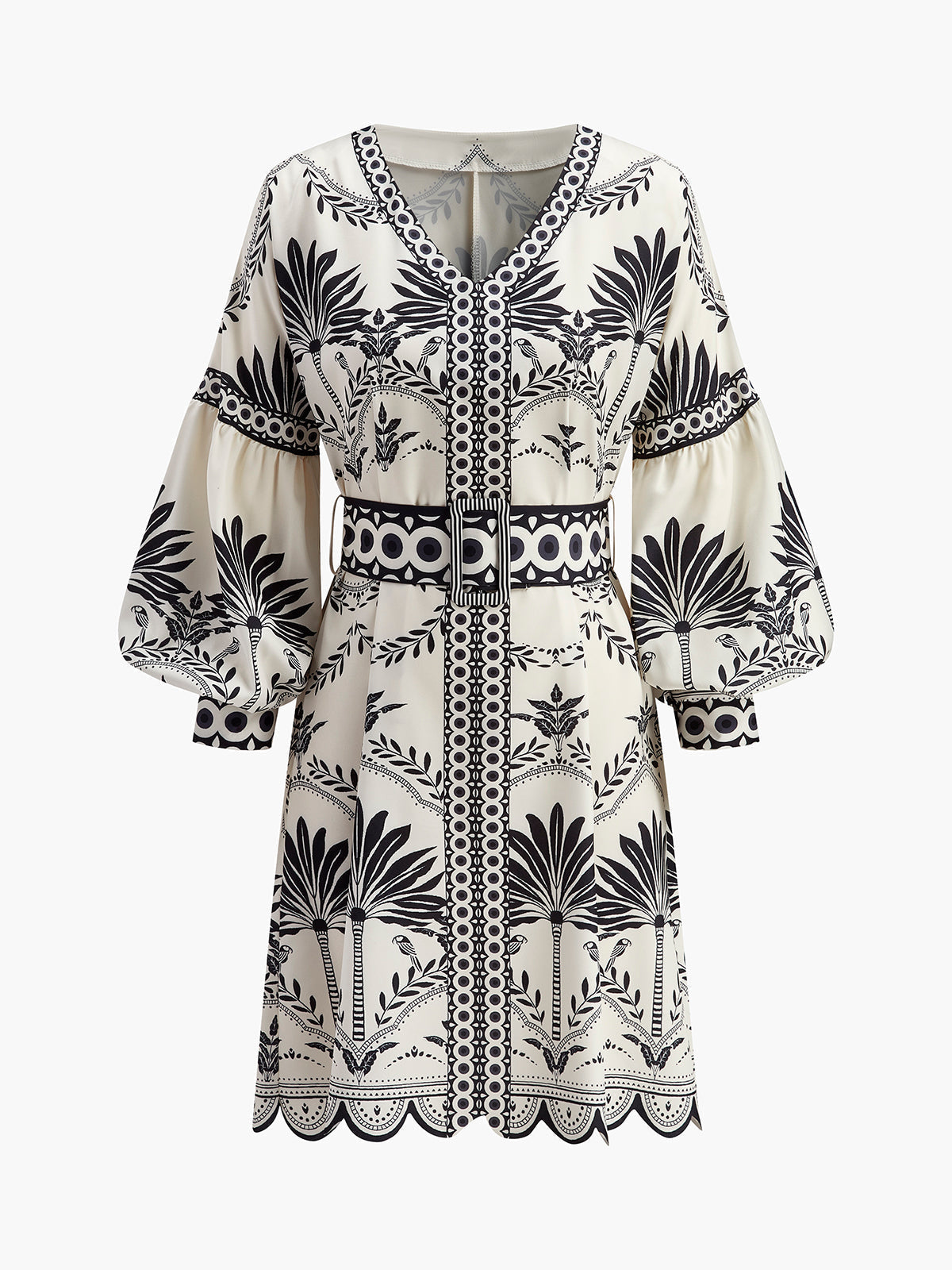 Trendy Floral V-Neck Waist Dress - Pexav