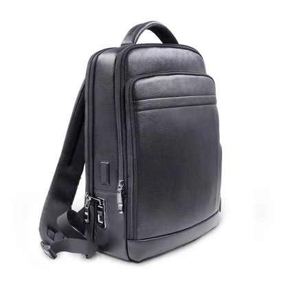 Secure Men's Leather Rucksack with Lock - Pexav
