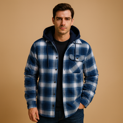 Men’s classic bomber jacket with hood, insulated and wind-resistant, perfect for casual or sporty winter outfits.