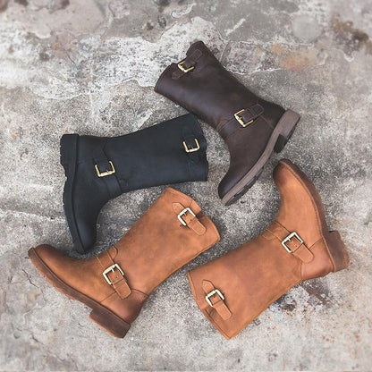 Classic Buckle Ankle Boots - Chic Comfortable Fit