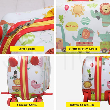 Kids 2-in-1 Ride On Scooter Luggage with Spin Wheels