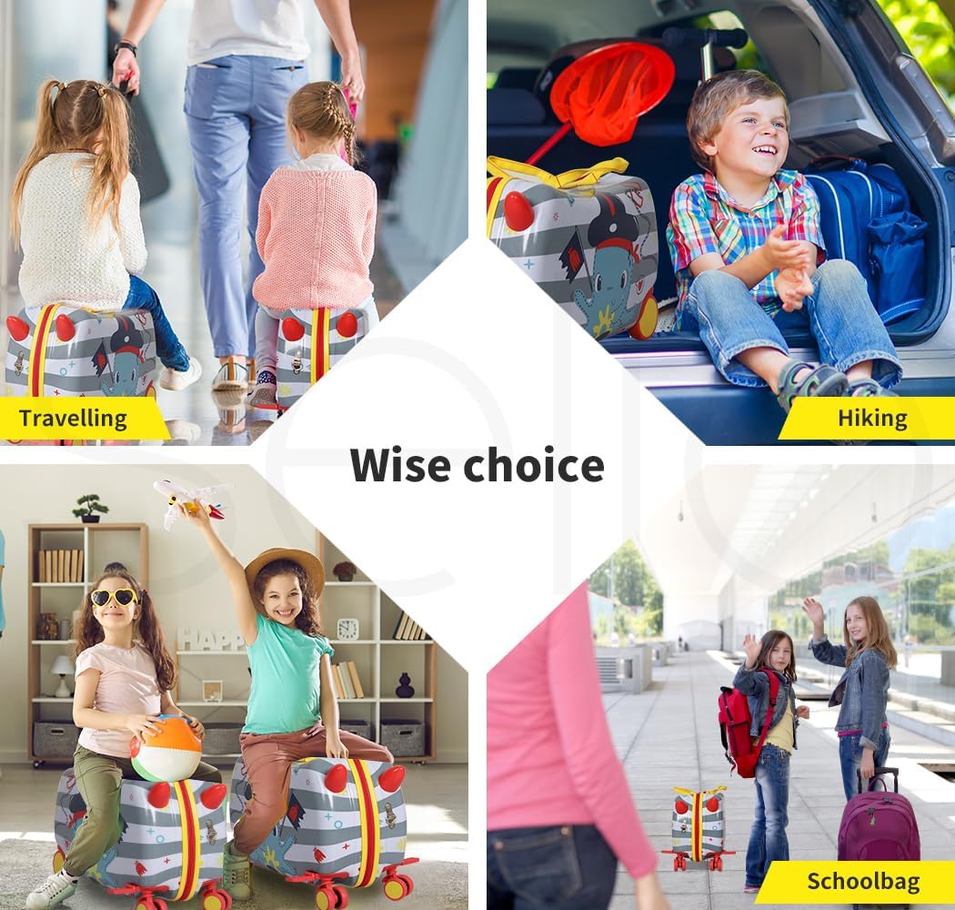 Kids 2-in-1 Ride On Scooter Luggage with Spin Wheels