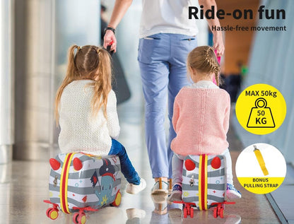 Kids 2-in-1 Ride On Scooter Luggage with Spin Wheels