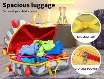 Kids 2-in-1 Ride On Scooter Luggage with Spin Wheels