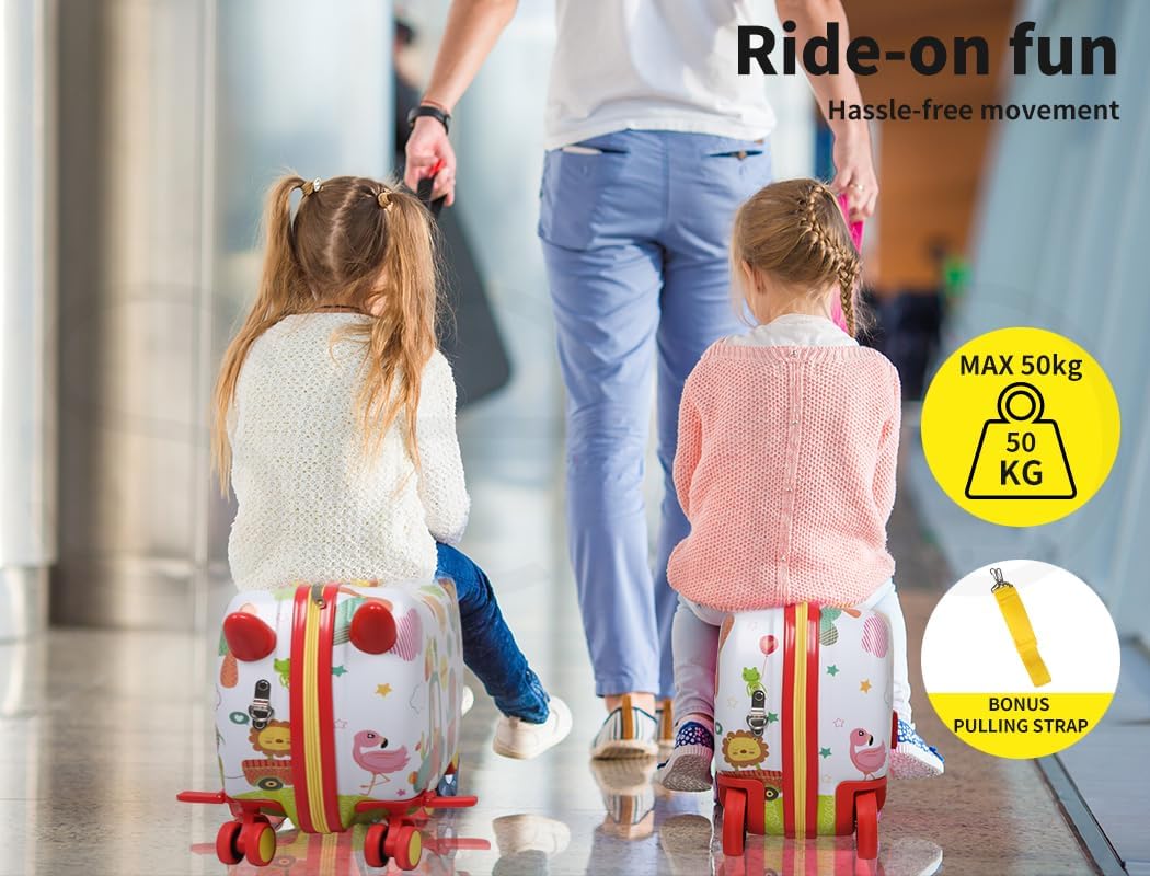 Kids 2-in-1 Ride On Scooter Luggage with Spin Wheels
