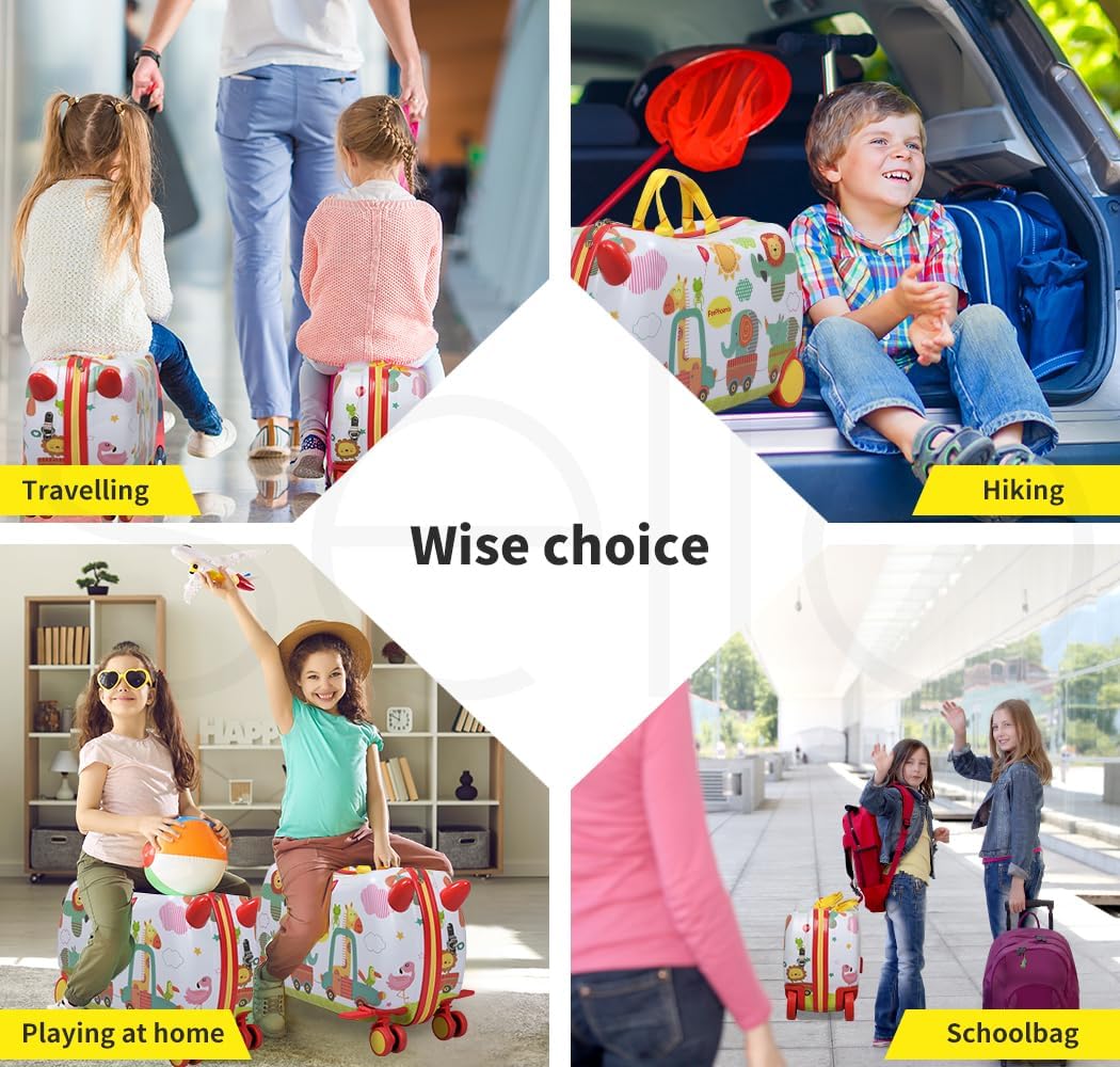 Kids 2-in-1 Ride On Scooter Luggage with Spin Wheels