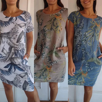 Floral V-Neck A-Line Summer Dress for Women - Pexav