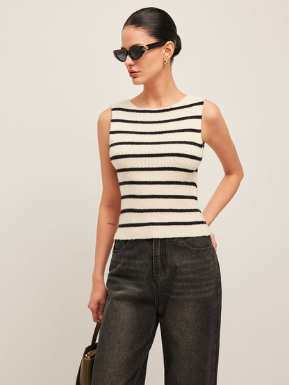 Classic Striped Back Bow Sweater Vest